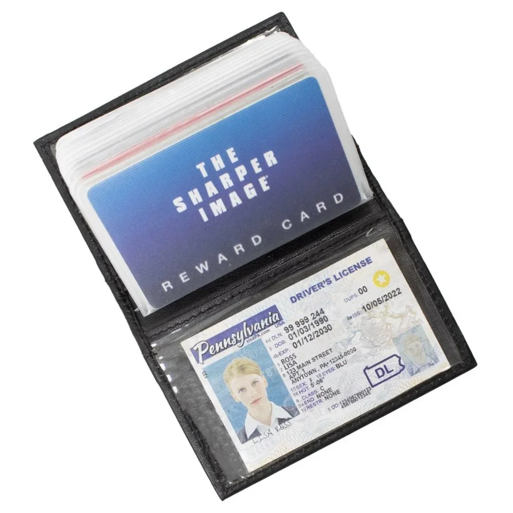 Genuine Leather Men Credit Card Holder, Black